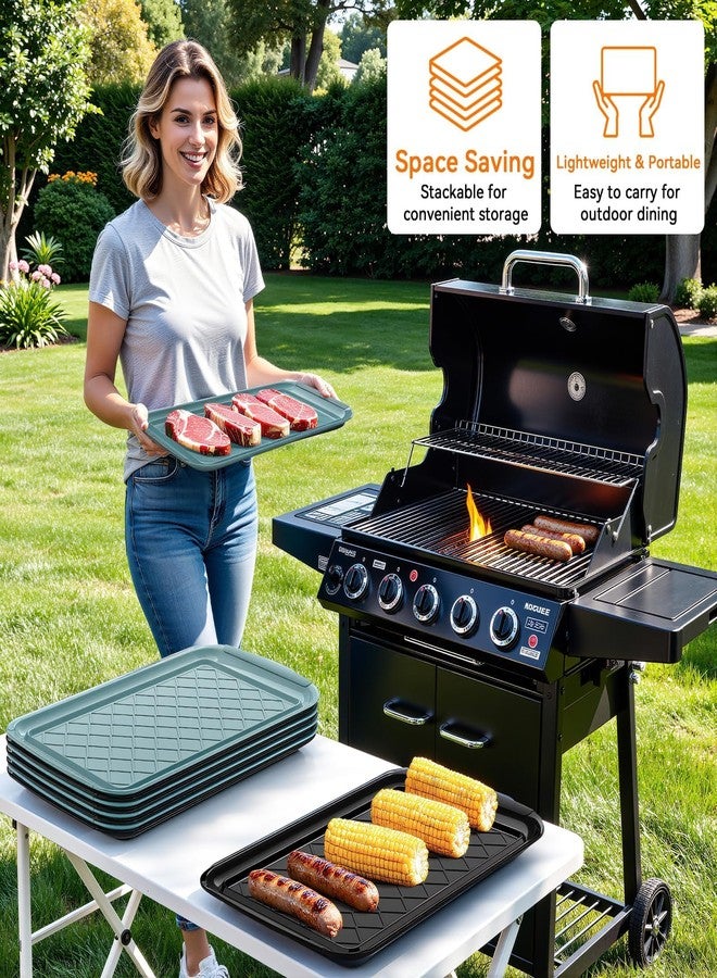 TasticTotes Serving Trays for Party - Set of 2, Large Serving Platters for Raw and Cooked Food, Dishwasher Safe, 17×10.5-inch Stackable Plastic Party Supplies for Grilling, BBQ, Meal Prep (Green, Black) - Image 5