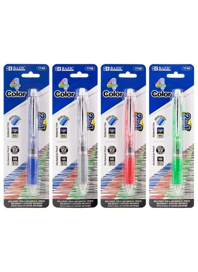 Bazic Products Bazic 4 + 1 Ballpoint Pen + Mechanical Pencil W Soft Grip Bold Point 1.0 Mm 0.7Mm Lead Assorted Colors Inks Smooth Writing 4Pack  - Image 2