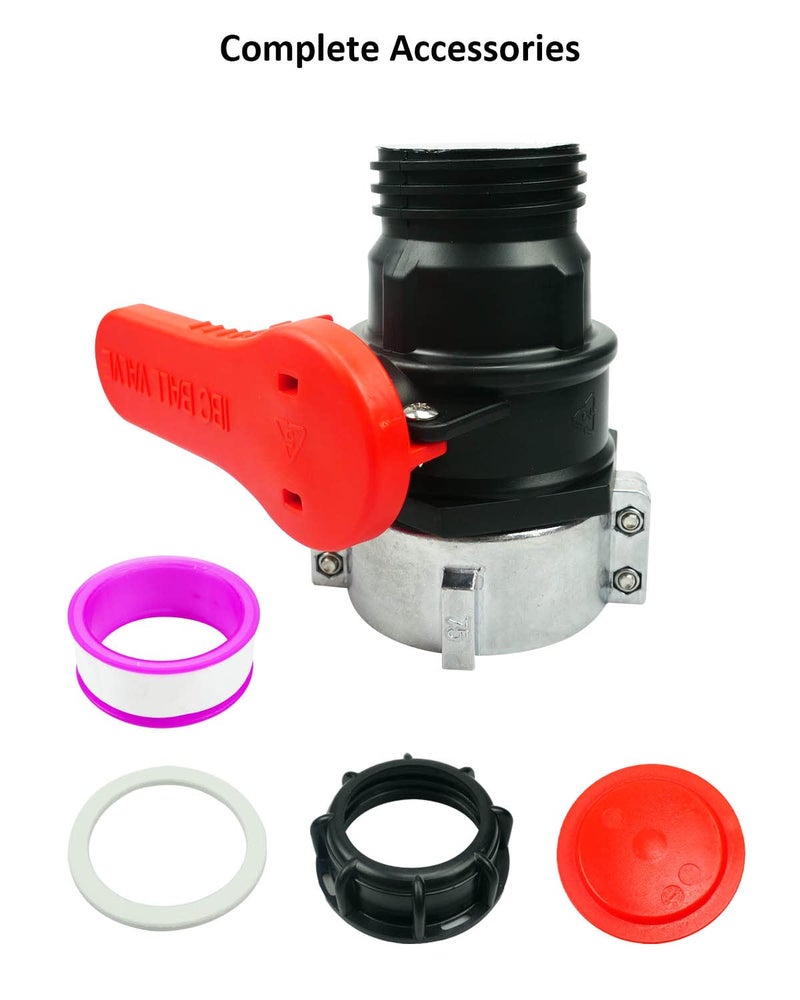 Nahntaipy 75mm IBC Tote Tank Adapter Ball Valve, 2.95" Coarse Thread Adapter Ball Cap Valve for Water Liquid Container NPT DN50 Heavy Duty - Image 5