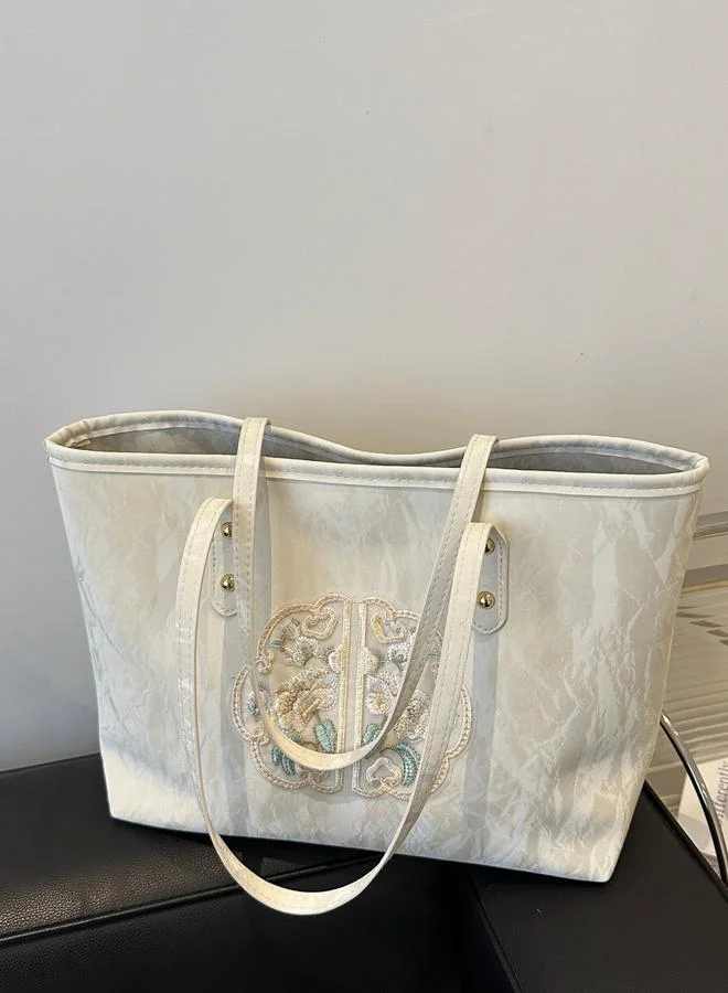 Take Two White Embroidered Lace Shoulder Bag
