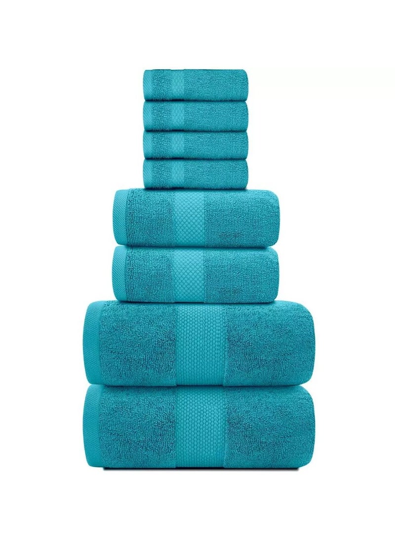 COMFY CLASSIC 8 PIECE HOTEL QUALITY AQUA BLUE 600GSM COMBED COTTON GIFT TOWEL SET - Image 3