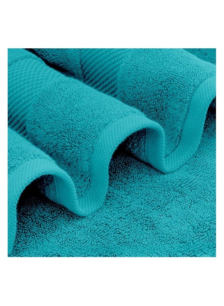 COMFY CLASSIC 8 PIECE HOTEL QUALITY AQUA BLUE 600GSM COMBED COTTON GIFT TOWEL SET - Image 4