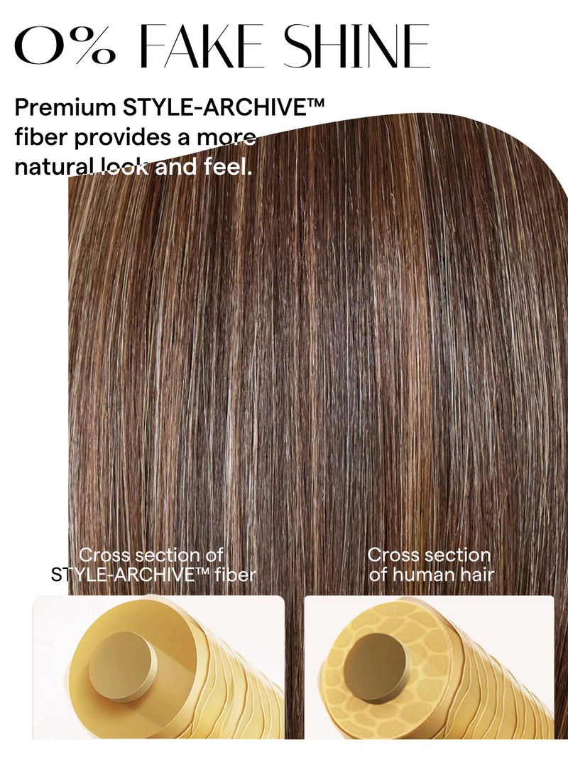 GORGIUS Brown Highlight Bob Lace Front Wig Glueless Straight Short Wigs Upgrade with Human-Hair-Like Sythetic Hair Pre Cut Pre Plucked Side Part Hairline 12 Inch - Image 4