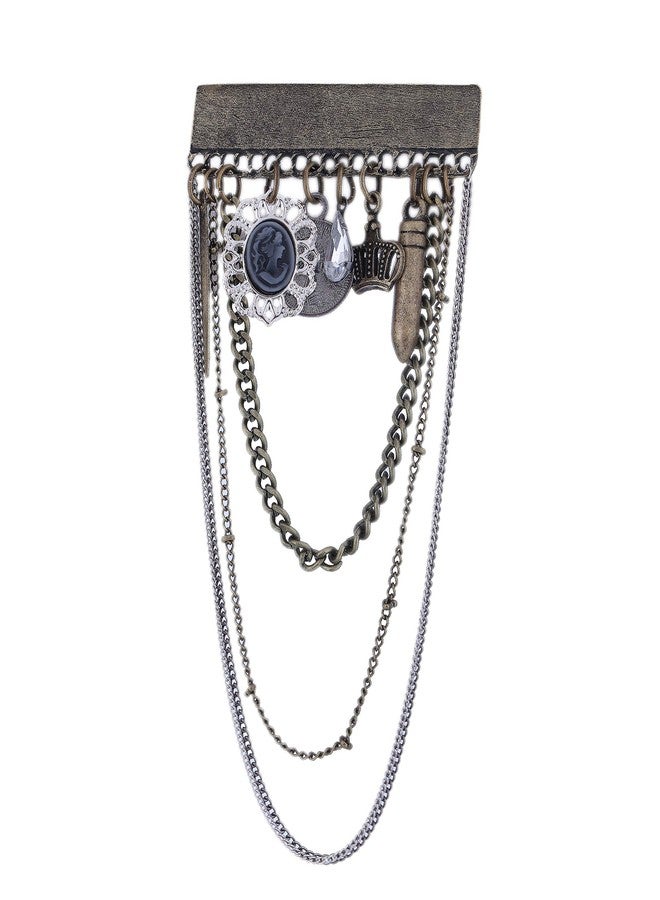 Adorn Designer Excotic Chain Brooch For Men, Women - Image 2