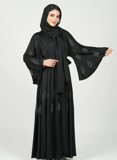 AL BENT AL SHARQIEH black abaya double cloche with hijab