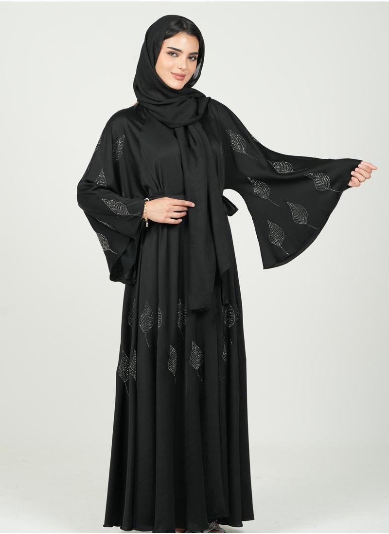 AL BENT AL SHARQIEH black abaya double cloche with hijab  - Image 1