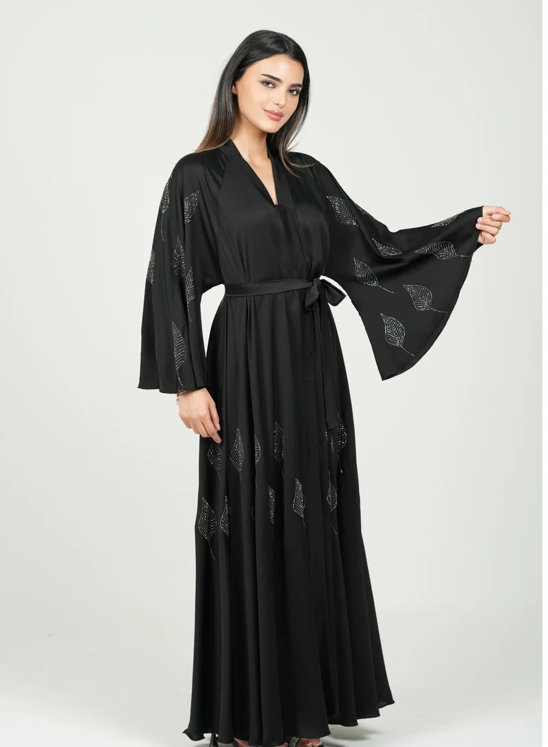 AL BENT AL SHARQIEH black abaya double cloche with hijab