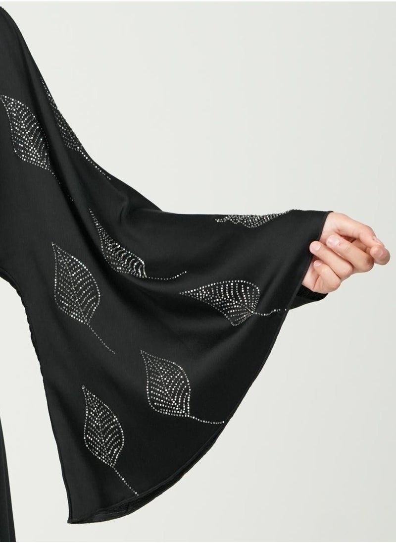 AL BENT AL SHARQIEH black abaya double cloche with hijab  - Image 3