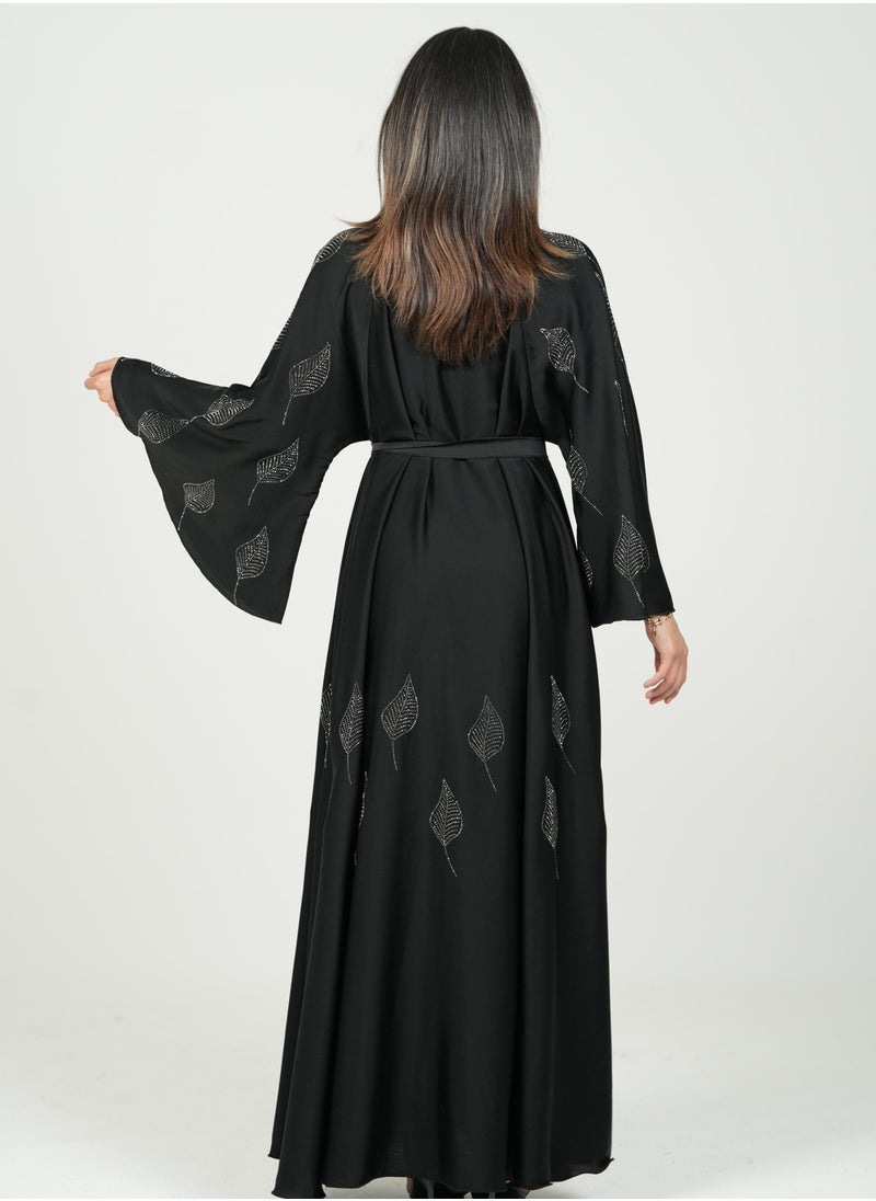 AL BENT AL SHARQIEH black abaya double cloche with hijab  - Image 4