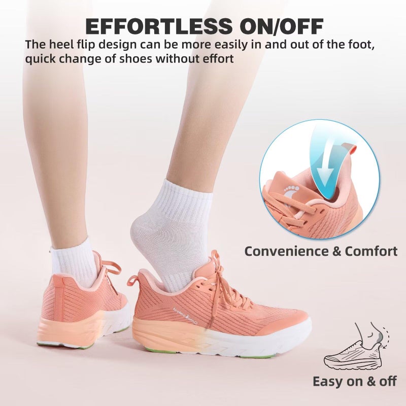 OrthoComfoot Women's Orthopedic Diabetic Wide Sneakers: Wear Cushion Plantar Fasciitis Hammer Toes Breathable Outdoor Walking Shoes, LightWeight Fashion Arch Support Heel Spur Bunions Sneakers Orange Size 7.5 - Image 3