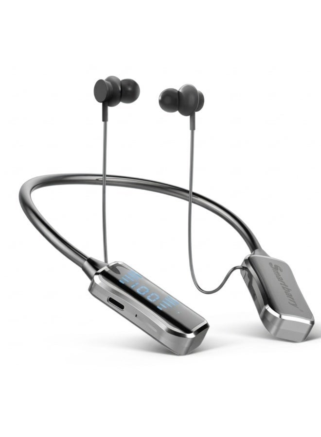 Smartbarry GB11 Neckband Bluetooth Earphones - Wireless Headset with Digital Battery Display, Comfortable Neckband Design & Type C Charging
