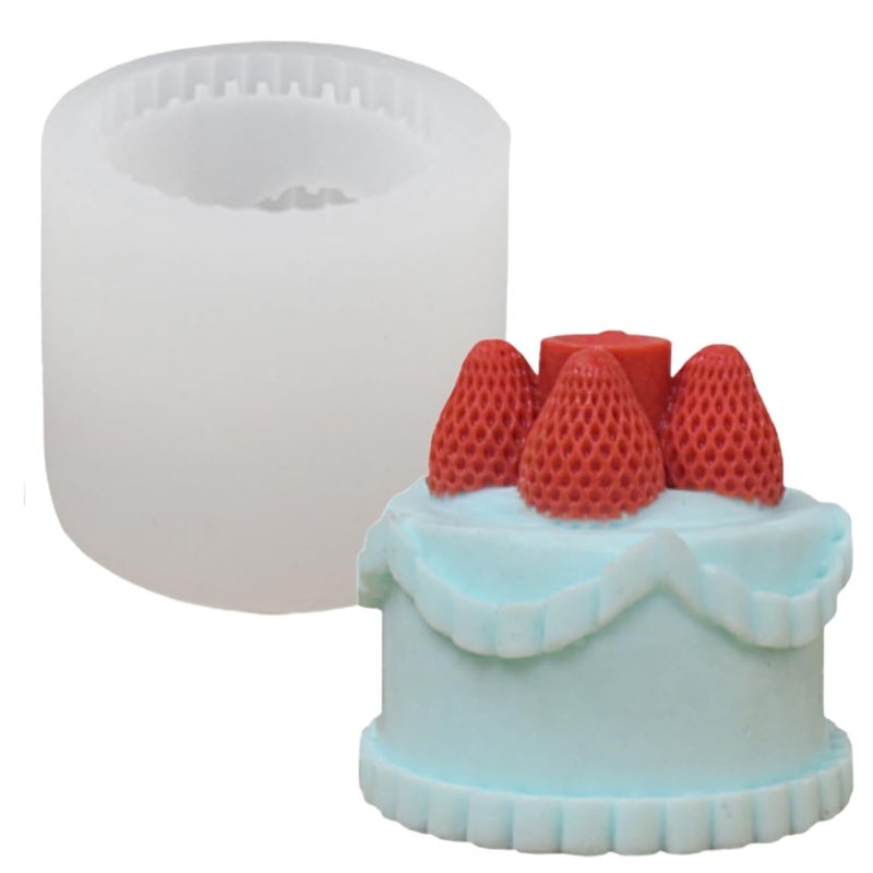 Shoppeecity Candle Mold I 3D Fondant Cake with Strawberry Shape Casting Silicone Epoxy Mould I for DIY Handmade Ornament Chocolate Cake Dcor Aromatherapy Soap Resin Art Craft Making Home Party Dcor - Image 1
