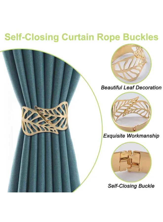 Golden Metal Leaf Pattern Curtain Clips Bohemian Style Window Holdbacks 2pcs - Image 4
