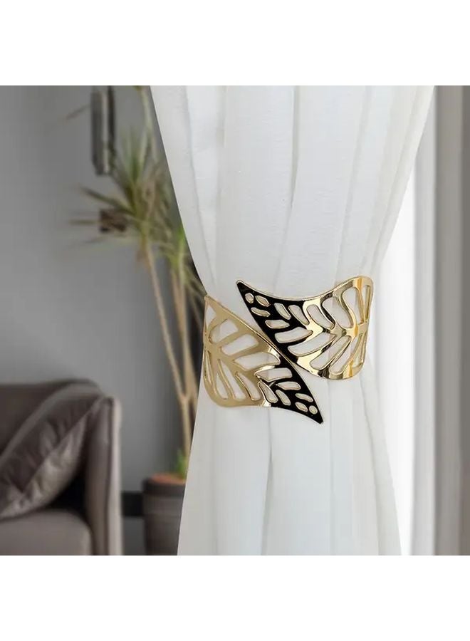 Golden Metal Leaf Pattern Curtain Clips Bohemian Style Window Holdbacks 2pcs - Image 5