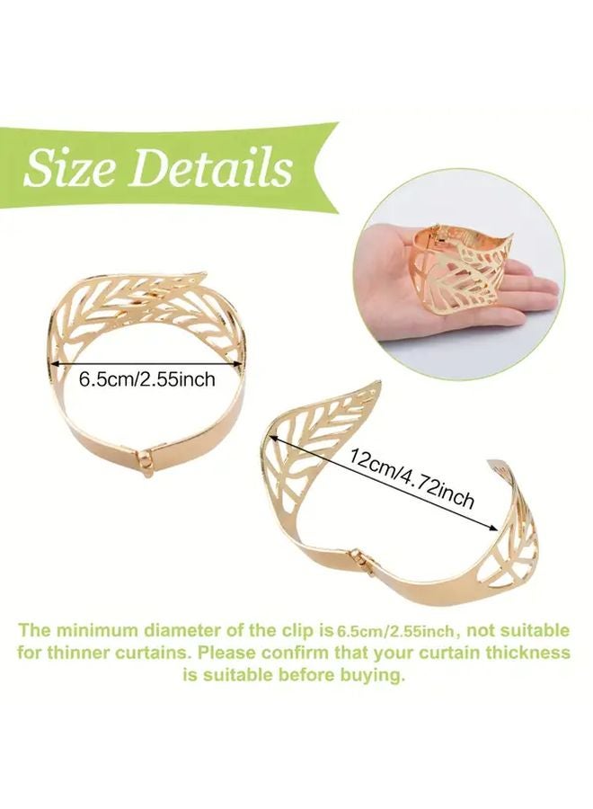 Golden Metal Leaf Pattern Curtain Clips Bohemian Style Window Holdbacks 2pcs - Image 3