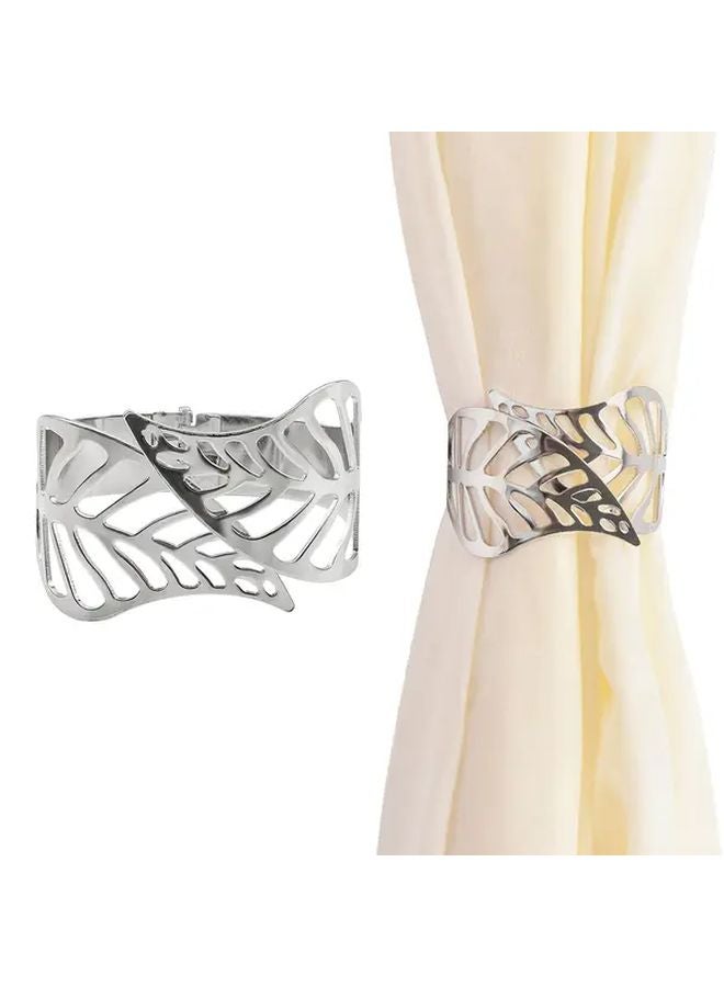 Golden Metal Leaf Pattern Curtain Clips Bohemian Style Window Holdbacks 2pcs - Image 2