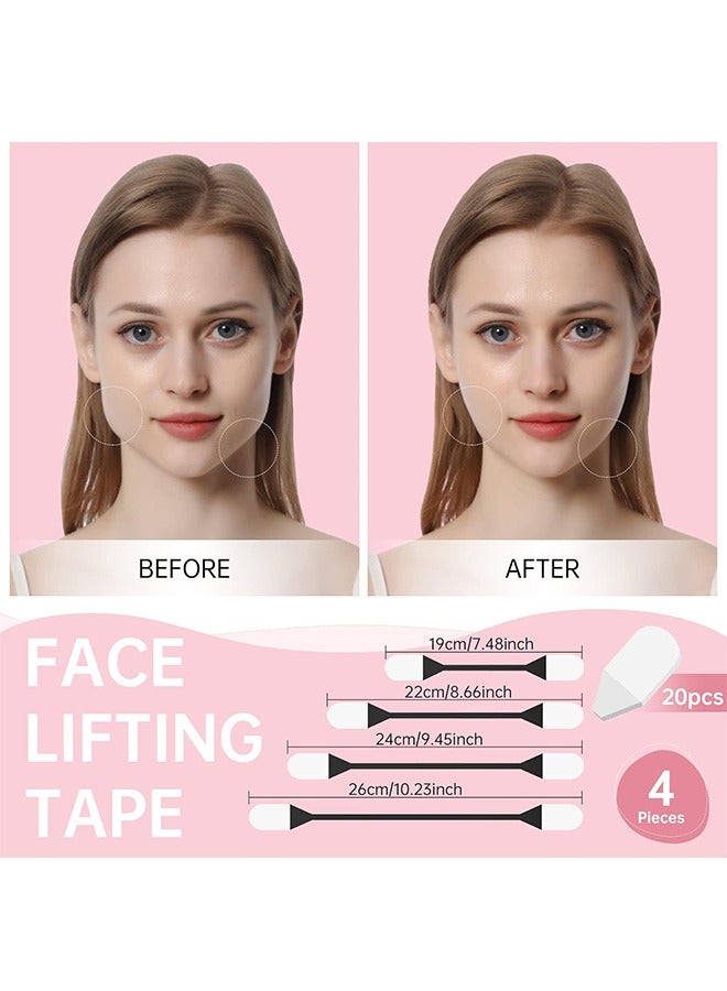 Generic 4 Pcs Elastic Bands 20 Pcs Replacement Tapes, Invisible Face Tape, Face Lift Sticker - Image 2