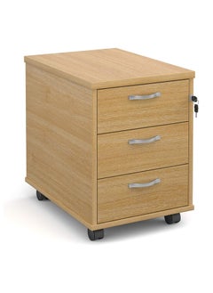 Generic 3 Drawer Pedestal With Silver Handles 60Cm Deep Oak 
