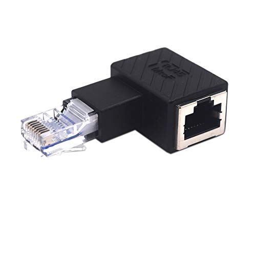 Kework 2 Pack Network RJ45 Extender, 90 Degree Right Angle Ethernet LAN RJ45 Male to Female Cable Extension Adapter Connector Coupler for Cat5 Cat5e - Image 2