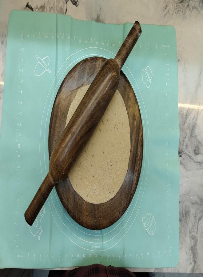 Harman Traders Premium Wooden Rolling Pin for Roti, Puri, Papad, Paratha | Smooth Non-Stick Belan for Kitchen | Natural Sheesham Wood Roti Roller | Durable & Easy Grip Handle | Handmade Chakla Belan Tool - Image 2