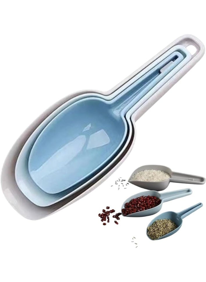 مجموعة من 3 مغارف بلاستيكية للثلج - مغارف مطبخ متعددة الاستخدامات للفشار وحبوب القهوة وطعام الحيوانات الأليفة ومكونات الخبز - Image 1