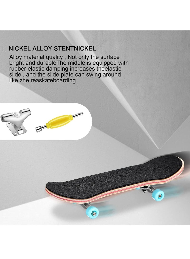 NIBEMINENT Finger Skateboard, 2 Pcs Alloy Mini Skateboard Deck with Pro Fingerboard Tools and Bearing, Pressure Gifts for Children Teens Adults (Blue+White) - Image 3