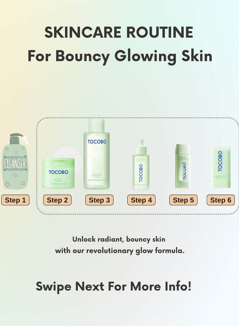 Tocobo Sensitive Skin Redness & Irritation Relief Set – Tocobo Cica Aqua Calming Toner, Toner Pads, Cica Gel Cream & Cooling Sun Stick - Image 3