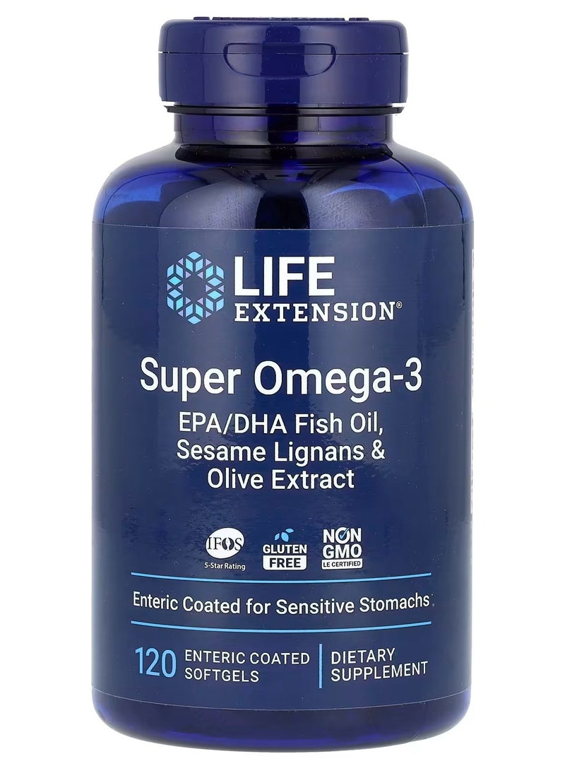 Life Extension, Super Omega-3, EPA/DHA Fish Oil, 120 Enteric Coated Softgels - Image 1