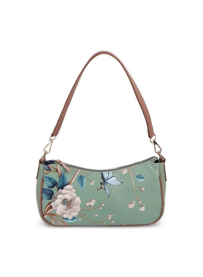 Mochi Women Lightgreen Stylish Faux Leather Floral Shoulder Bag (66-320) - Image 1