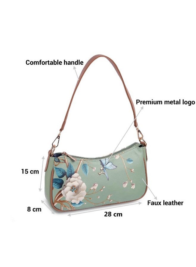 Mochi Women Lightgreen Stylish Faux Leather Floral Shoulder Bag (66-320) - Image 3