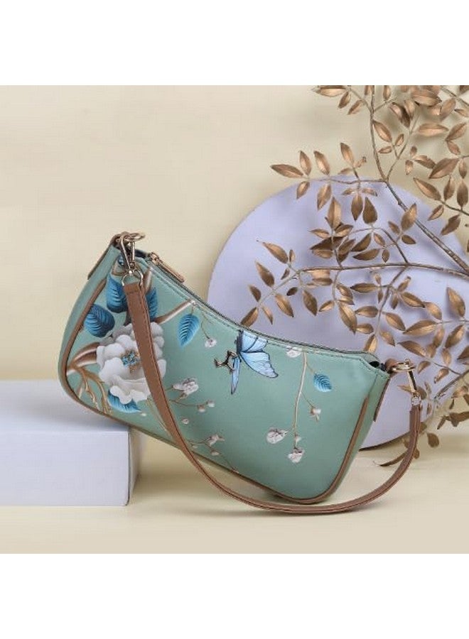 Mochi Women Lightgreen Stylish Faux Leather Floral Shoulder Bag (66-320) - Image 2