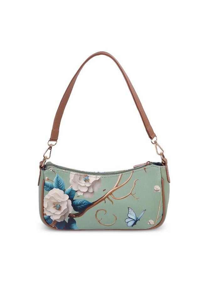 Mochi Women Lightgreen Stylish Faux Leather Floral Shoulder Bag (66-320) - Image 4