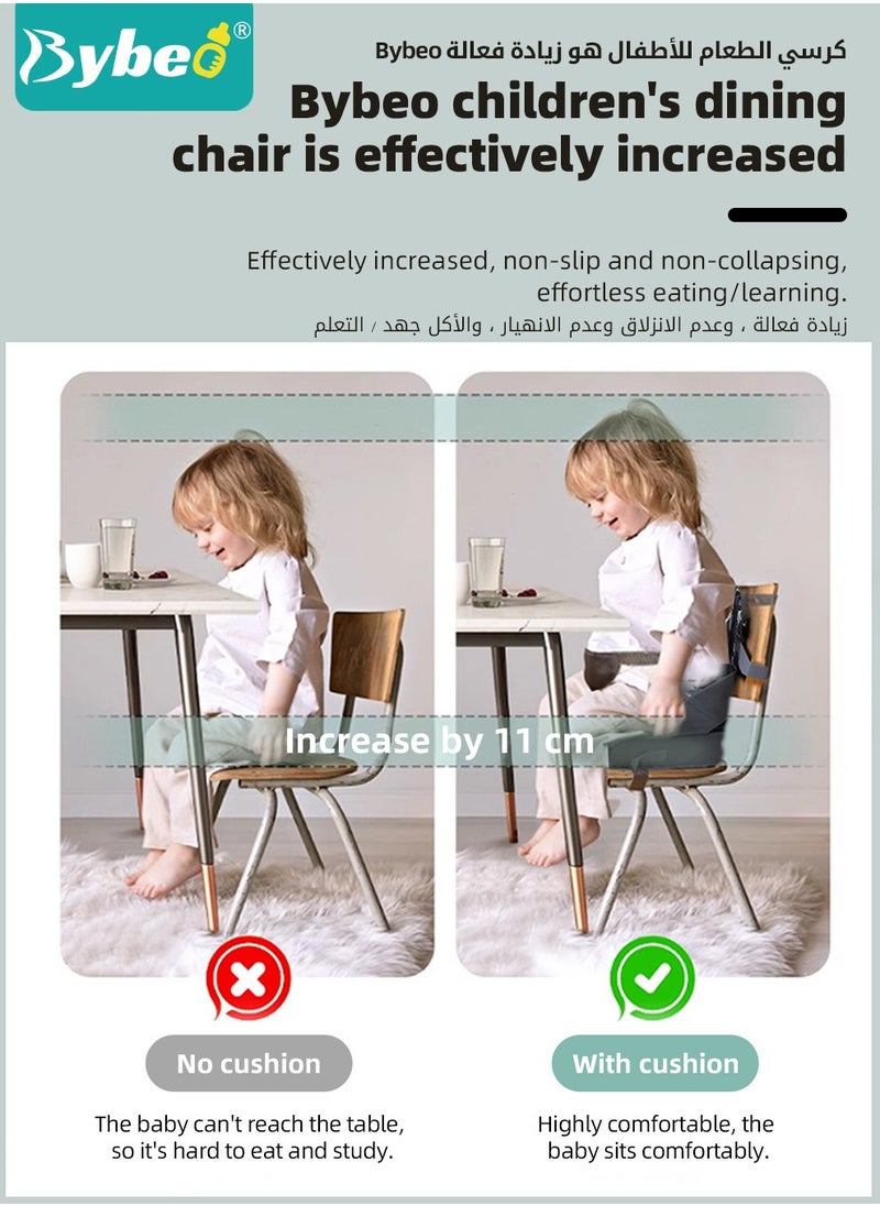 Bybeo Kids Dining Booster Seat, Travel Booster Seat for Babies and Toddlers, Portable Highchair Booster Seat for Table, Foldable High-Back Seat with Adjustable Safety Belts, Easy Cleaning  - Image 4