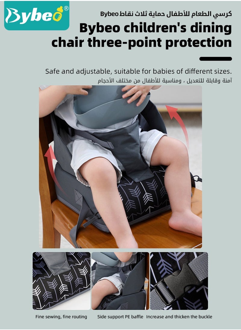 Bybeo Kids Dining Booster Seat, Travel Booster Seat for Babies and Toddlers, Portable Highchair Booster Seat for Table, Foldable High-Back Seat with Adjustable Safety Belts, Easy Cleaning  - Image 5