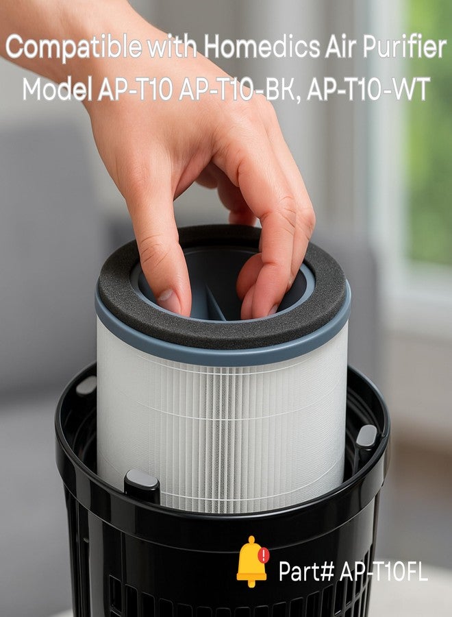 Nispira AP-T10 AP-T10FL 3-In-1 Activated Carbon True HEPA Filter Replacement For Homedics Air Purifier AP-T10-BK AP-T10-WT | Removes Smoke, Chemical VOCs, Odor, Pet Dander | 1 Pack - Image 3