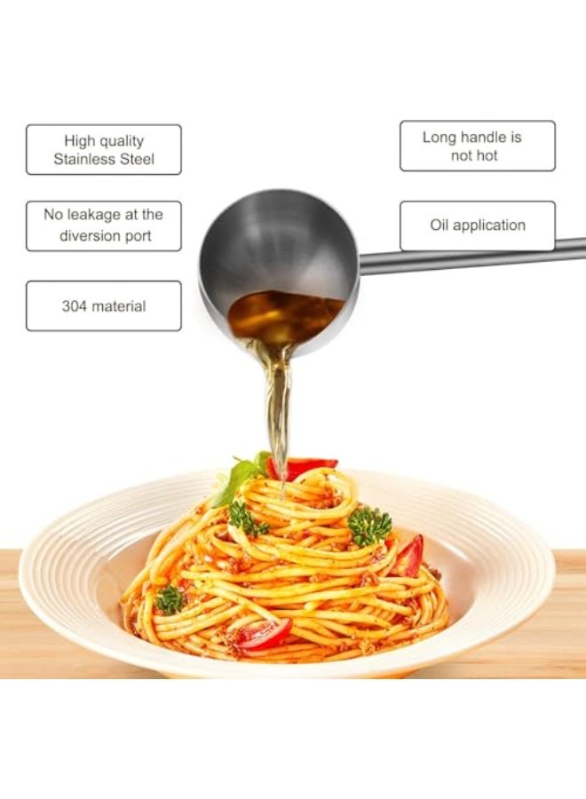 2 Pcs Multifunctional Sauce Spoons, 304 Stainless Steel Seasoning Oil Spoons with Long Handle, Sauce Scoop for Kitchen Cooking and Baking, Silvery - Image 3