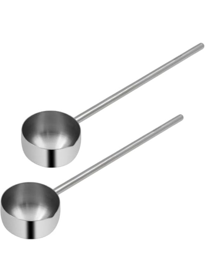 2 Pcs Multifunctional Sauce Spoons, 304 Stainless Steel Seasoning Oil Spoons with Long Handle, Sauce Scoop for Kitchen Cooking and Baking, Silvery - Image 1