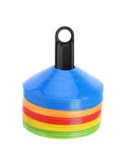 Generic Disc cones set for fitness and agility training consisting of 50 pieces Multisport training cones with plastic holder Football cones Small training discs Multicolor small training cones  - Image 1