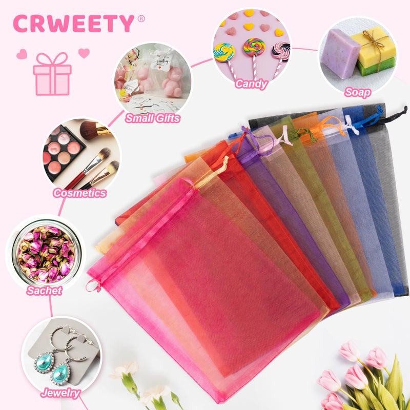 Crweety 50 Pcs Pink Organza Bags 6X9 Inch  Premium Mesh Gift Bags For Wedding Baby Shower Party Favors  Small Mesh Bags Drawtring For Candy Jewelry Gifts  Cute Sachet Bags - Image 4