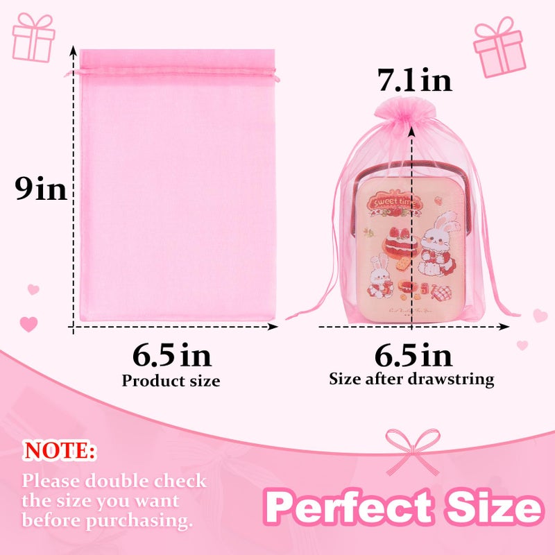Crweety 50 Pcs Pink Organza Bags 6X9 Inch  Premium Mesh Gift Bags For Wedding Baby Shower Party Favors  Small Mesh Bags Drawtring For Candy Jewelry Gifts  Cute Sachet Bags - Image 2