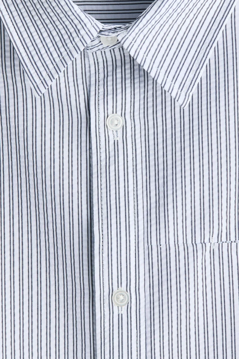 H&M  Loose Fit Short-sleeved seersucker shirt for Men | Best Price UAE