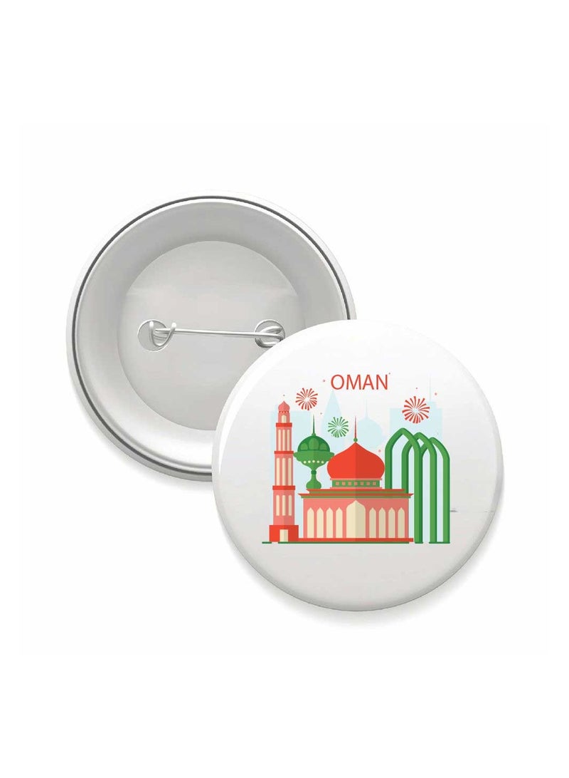 Oman National Day Button Badge–Versatile Accessory For Backpacks,Jackets Or Hats-Round Pin-Back Button Badge-Perfect For Adults And Kids - Image 1