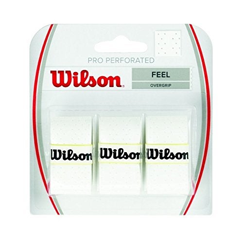 WILSON Pro Overgrip Perforated 3 Pack - White - Tennis - Badminton - Squash (White)