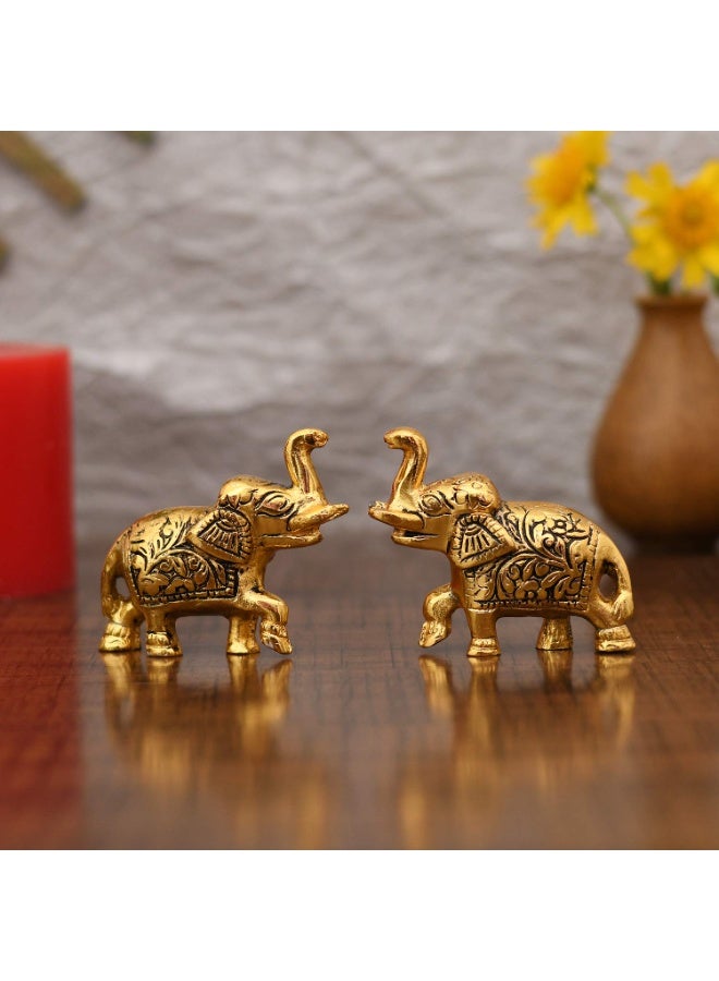 Collectible India Elephant Trunk Up Showpiece Decorative Items figurine for Home Decoration - Diwali Decoration Items for Home decor -Diwali Gift Gold Plated Statue Home/Office Table Living Room Decor - Image 1