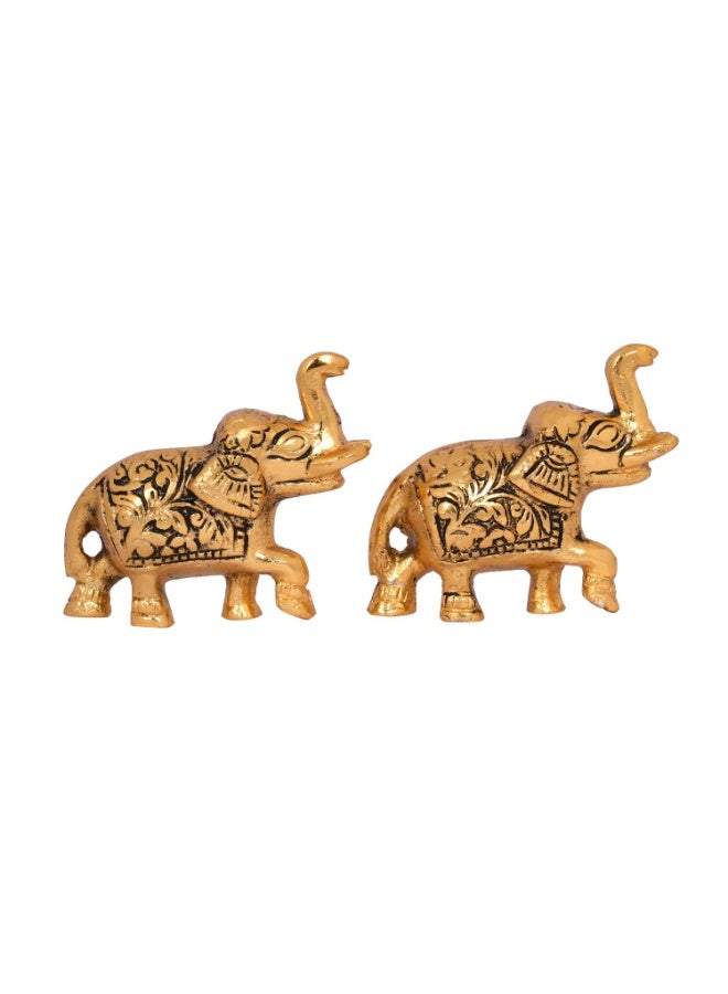 Collectible India Elephant Trunk Up Showpiece Decorative Items figurine for Home Decoration - Diwali Decoration Items for Home decor -Diwali Gift Gold Plated Statue Home/Office Table Living Room Decor - Image 4