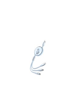 ProOne "ProOne 3-in-1 Retractable Charging Cable - Lighttning, Micro USB, Type-C - Fast Charge 2.4A, Tangle-Free, Aluminum Alloy & TPE (White, 110CM)  - Image 4