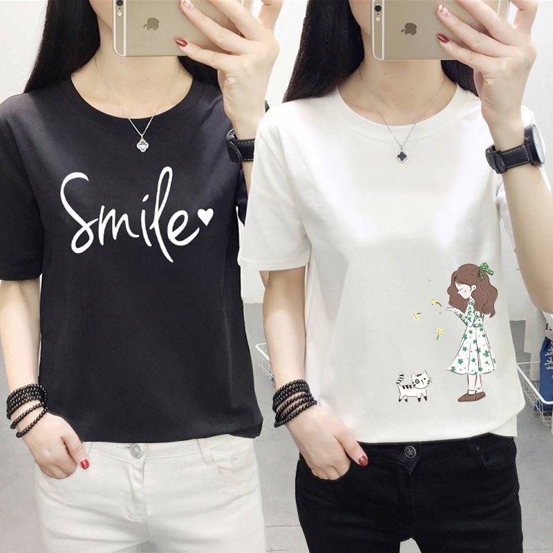 Wholesale Short-Sleeved T-Shirt for Women 2025 Summer New Korean Style Loose Large Size White Half-Sleeved T-Shirt Bottoming Shirt Top - Image 4