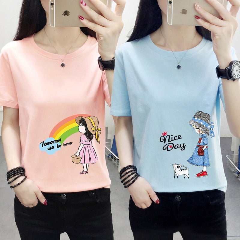Wholesale Short-Sleeved T-Shirt for Women 2025 Summer New Korean Style Loose Large Size White Half-Sleeved T-Shirt Bottoming Shirt Top - Image 3