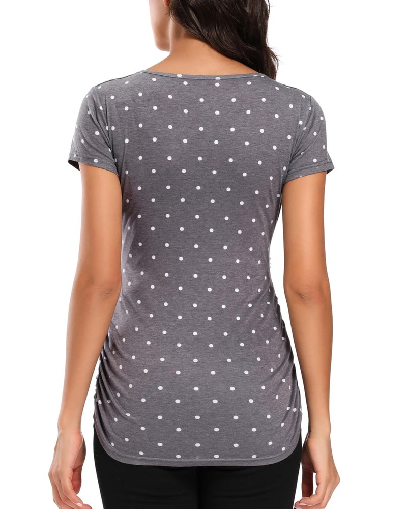 Glampunch Women's Maternity Nursing Tops Short Sleeve V Neck Breastfeeding Tee Shirts Pregnancy Tops - Image 5