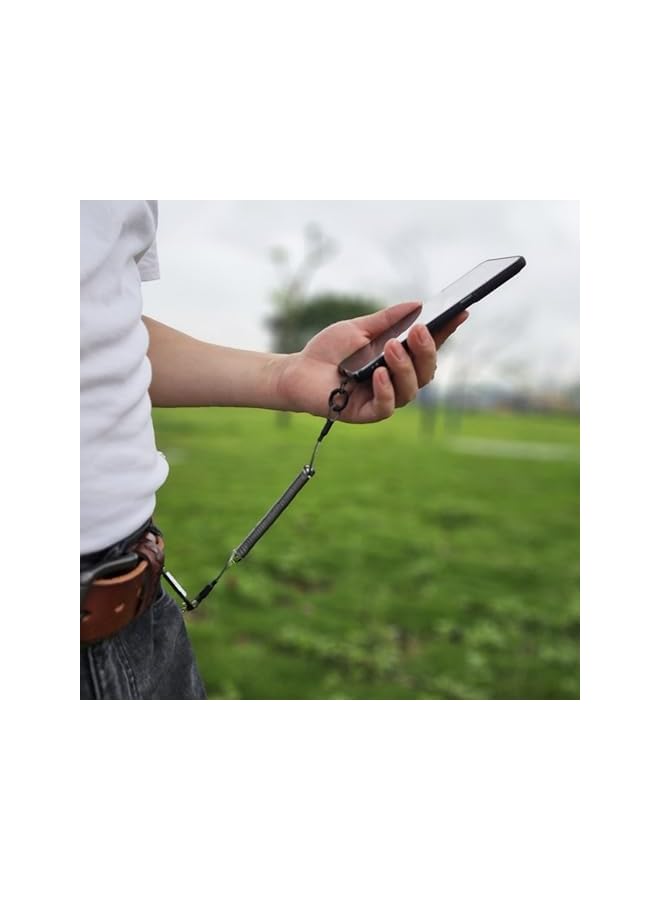 Green Tiger 2 Pcs Retractable Phone Tether Drop Stop Mobile Phone Tether for Drop and Theft Protection Universal Phone Lanyard with Carabiners for Secure for Hiking Skiing Cycling Climbing, One Size - Image 2